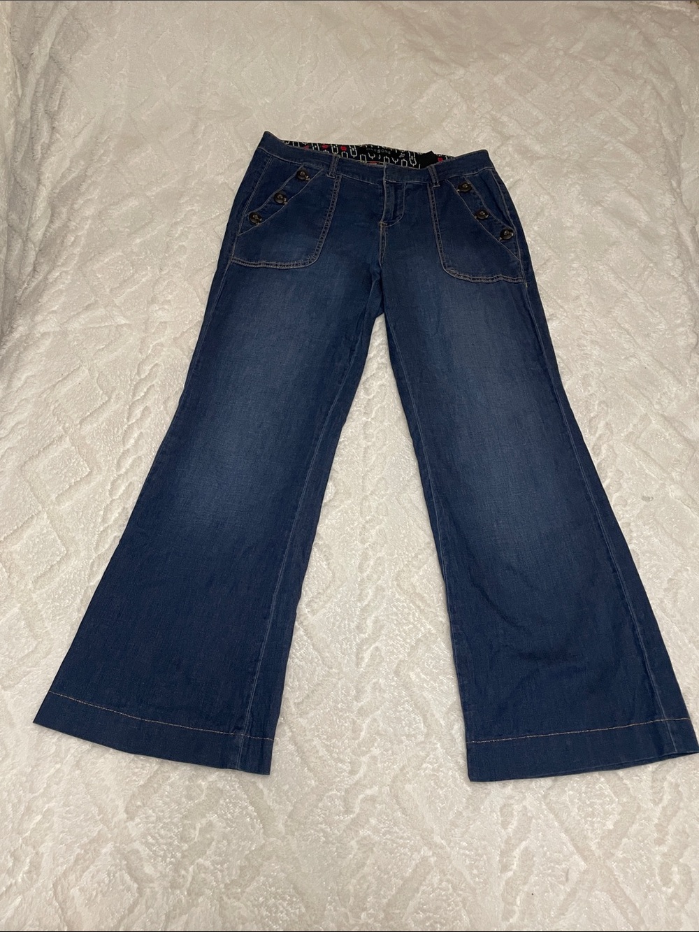 One 5 One Blue Wide-Leg Women’s Cropped Pants Sz 4